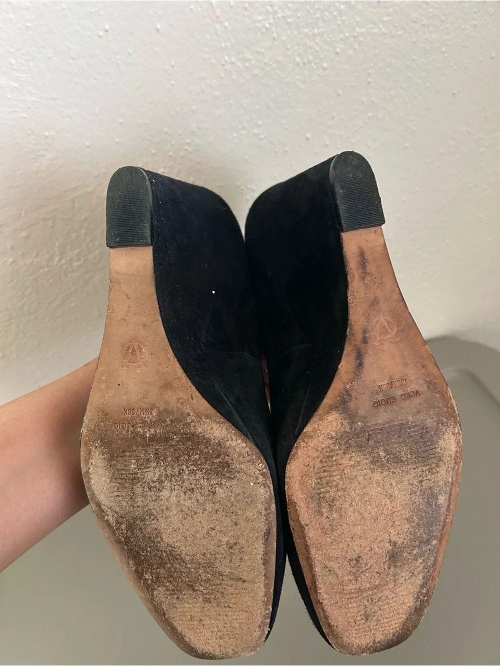 Vince Camuto Black Suede Tassel Wedge Pumps